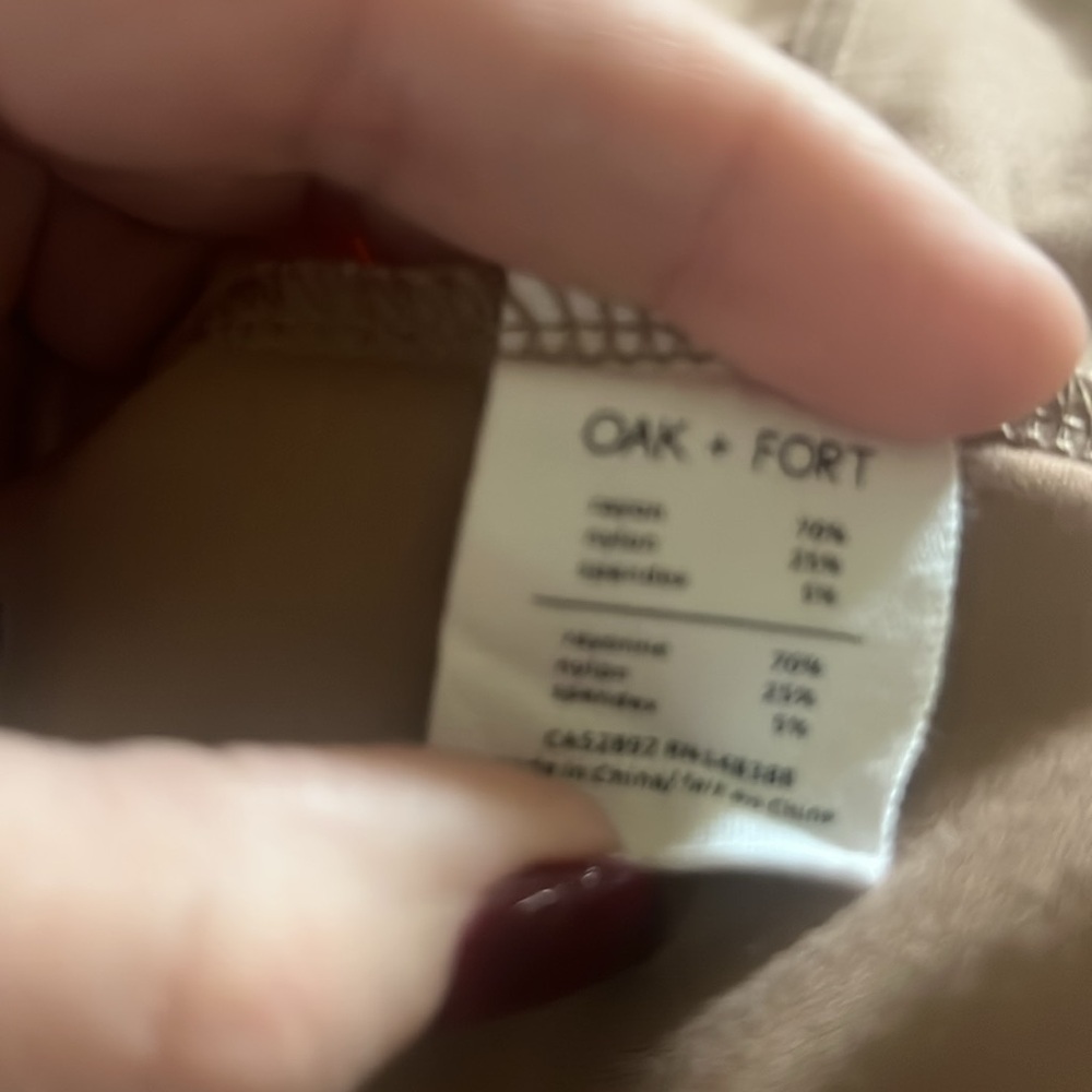 Oak + Fort Camel Boxy V-Neck Top Oversized 3/4 Sleeve Size L - Picture 5 of 8